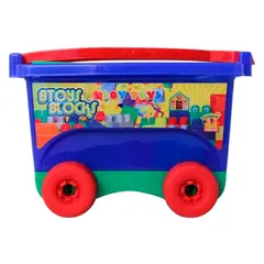 GENERICO - Vagón Ruedas Armatodo Bloques Armar Construcción NIÑO AZUL