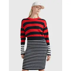TOMMY HILFIGER - Vestido En Punto De Algodón Con Rayas Mixtas Para Mujer