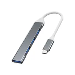 GENERICO - Hub multipuertos adaptador en aluminio 4 puertos multi usb y usb-c 3.0