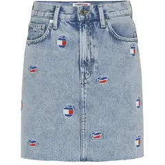 TOMMY HILFIGER - Falda Vaquera De Algodón Reciclado Con Logos Mujer Azul Tommy Jeans
