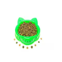 HALLY PET - Comedero Bebedero Plástico Cara De Gato Verde.