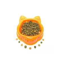 HALLY PET - Comedero Bebedero Plástico Cara De Gato Naranja.