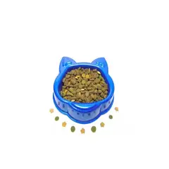 HALLY PET - Comedero Bebedero Plástico Cara De Gato Azul Claro.