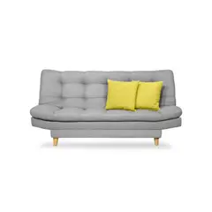 INDUSTRIAL BASESTILOS - Sofá Cama Moltochic Lino Gris Claro cojines patas metálicas