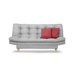 INDUSTRIAL BASESTILOS - Sofá Cama Moltochic Lino gris Claro cojines patas metálicas