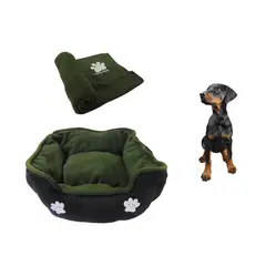 HALLY PET - Cama Mediana Doble Faz Para Mascota Cobija Térmica Verde.