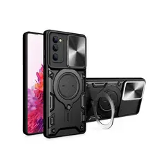 GENERICO - Funda Prot Camara Con Soporte Compatible Samsung S20 Fe Negro