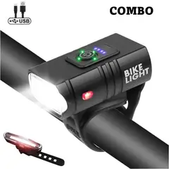 GENERICO - Combo Linterna Recargable Bicicleta Led Usb 800 Lum