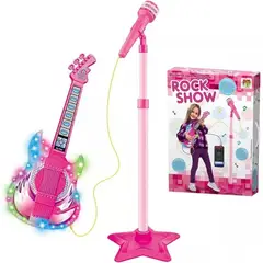 MARKET TOYS - Guitarra Musical Infantil Con Micrófono Rosado