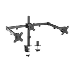 ERGONOMUS - Soporte brazo monitor en acero para 3 pantallas color negro.