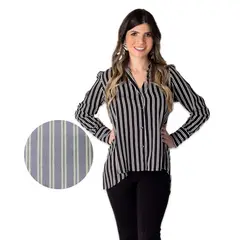 FREYDA - Blusa Mujer Moda Rayas Verticales Camisera Color Lila