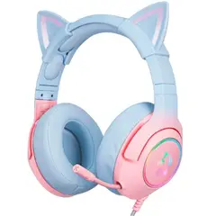 ONIKUMA - Diadema gamer k9 rosa azul gradiente rgb multiplataforma