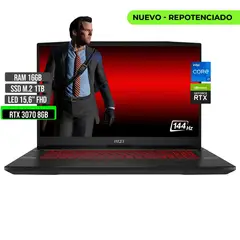 MSI - GL66 INTEL CORE I7 12700H SSD 1TB RAM 16GB RTX 3070 8GB 15,6 FHD 144Hz