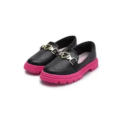 MOLEKINHA - Mocasín Negro-Fucsia-