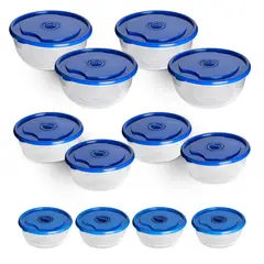 CHEF MASTER - Juego 12 Recipientes plásticos con tapa organizadores cocina Azul.