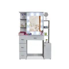GENERICO - Tocador con luces tk mobiliario blanco zafiro repisa ojos buey