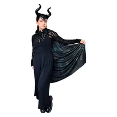 GENERICO - Capa Cachos Cuernos Maléfica Disfraz Halloween Adulto