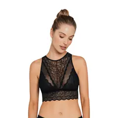 LEONISA - Bralette de cuello alto tipo crop top sin estructura.