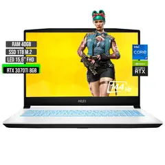 MSI - PORTATIL INTEL CORE I7-12650H SSD 1TB RAM 40GB RTX 3070TI 8GB 15,6 FHD 144Hz
