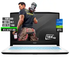 MSI - PORTATIL INTEL CORE I7-12650H SSD 1TB RAM 64GB RTX 3070TI 8GB 15,6 FHD 144Hz