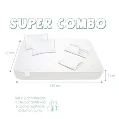 ALOHA BABY - Combo Colchon 6 Piezas para Cuna Bebe 130X70x15