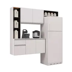 AKIVOY - Cocina Superior 5 Puertas Compacto Mel 1,63m Negro – Blanco-