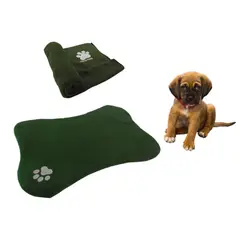 HALLY PET - Cama en forma de hueso cobija mediana Verde.