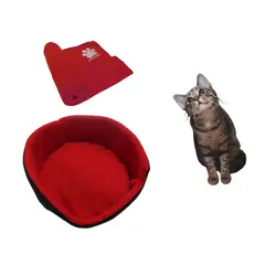 HALLY PET - Cama gato pequeña y cobija térmica mediana Rojo.