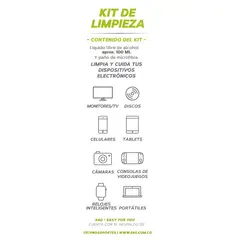 E4U - Kit de Limpieza para Dispositivos Electrónicos Libre de Alcohol