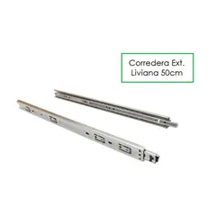 GENERICO - Corredera Telescópica Liviana 50cm Para Cajón X 1 Par Riel