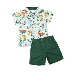 LUSOLSI - Ropa camisa y pantalon corto para niños conjuntos de vestir bebes