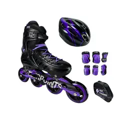 ROLLER - Combo Patines Points Con Protecciones S Morado