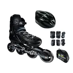 ROLLER - Combo Patines Points Con Protecciones L Negro