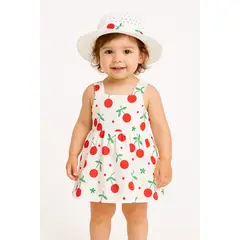 LUSOLSI - Vestido Niña Frutas Con Sombrero Moda Infantil