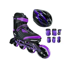 CHICAGO - Combo Patines Best Con Protecciones M 35 Ajustables a 38 Morado