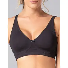 DIANE & GEORDI - Brassier clásico sin copas de algodón peinado premium 001021 - Negro