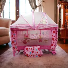 BEBESUNITA - Corral para bebe tipo camping con mecedoras y pañalera