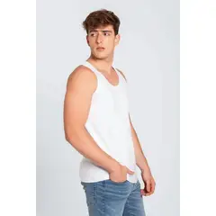 DIANE & GEORDI - Camiseta Cuello Redondo Manga Sisa Algodón 2211 - Blanco