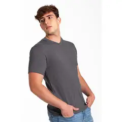 DIANE & GEORDI - Camiseta cuello V acanalada (2682) - Gris