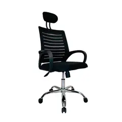 MUEBLESYA - SILLA DE OFICINA GIRATORIA TARAZA CON CABECERO ERGONOMICA EN CROMO