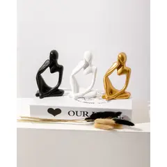 DECORACIONES ALE Y GABI - Adorno Decorativo Escultura Pensante Blanco 9x14
