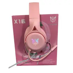 ONIKUMA - Diadema Audifonos Gamer X16 Rosada Con Luces Rgb