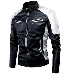 THE CLOTHING COMPANY - Chaqueta Hombre Cuero Sintético Lineas-Negro