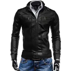 THE CLOTHING COMPANY - Chaqueta Hombre Cuero Sintético Interior Forrado Lisa-Negro