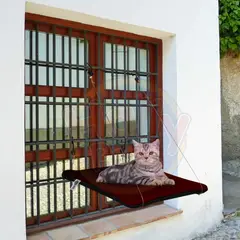 HALLY PET - Cama O Hamaca Gatos Para Ventanas Con Reja Vinotinto.