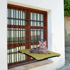 HALLY PET - Cama O Hamaca Gatos Para Ventanas Con Reja Beige.