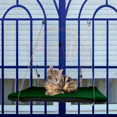 HALLY PET - Cama O Hamaca Gatos Para Ventanas Con Reja Verde.