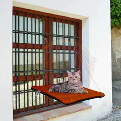 HALLY PET - Cama O Hamaca Gatos Para Ventanas Con Reja Naranja.