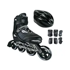 CHICAGO - Combo Patines Best Con Protecciones L 39 Ajustables a 42 Negro