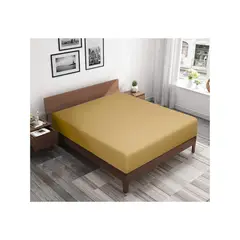 PASTELL - Sabana ajustable y 2 fundas cama doble camel 35 cms